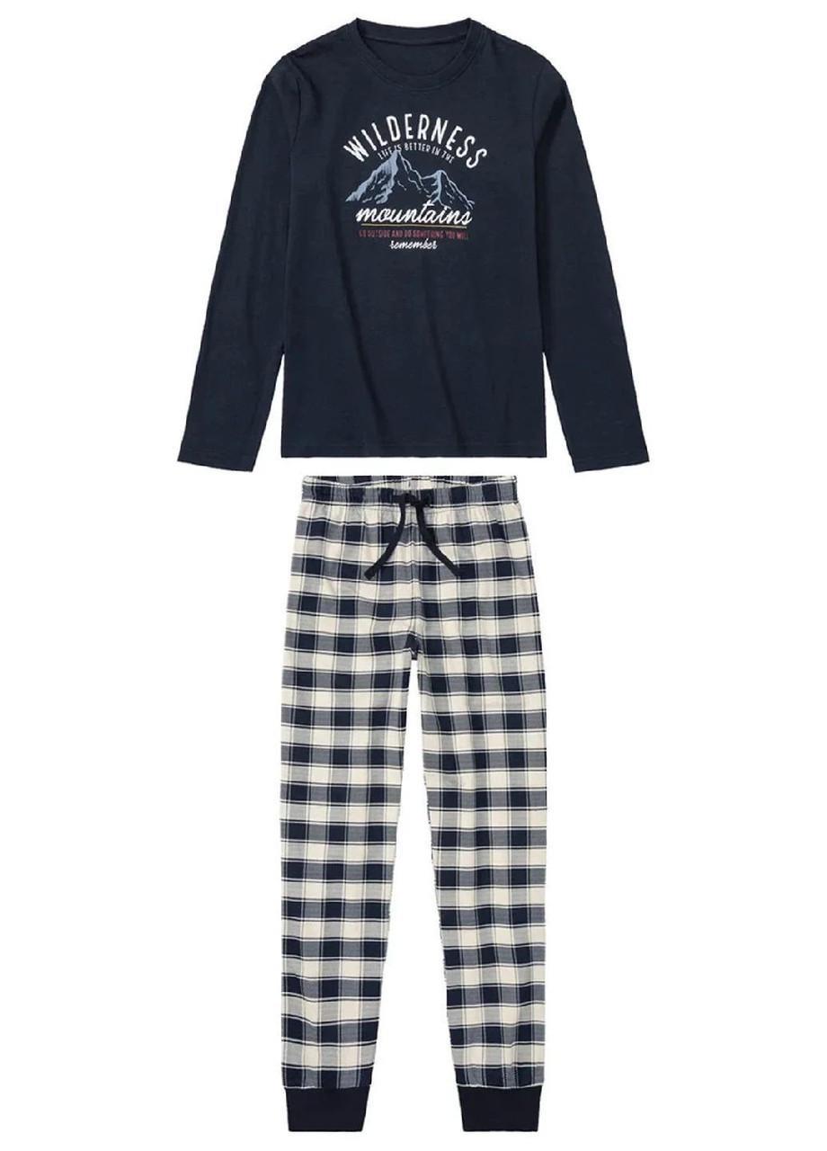 Пижама Pepperts 426526_2301-3 с фланелевыми штанами Wilderness 158-164 см Темно-синий (2798203235)