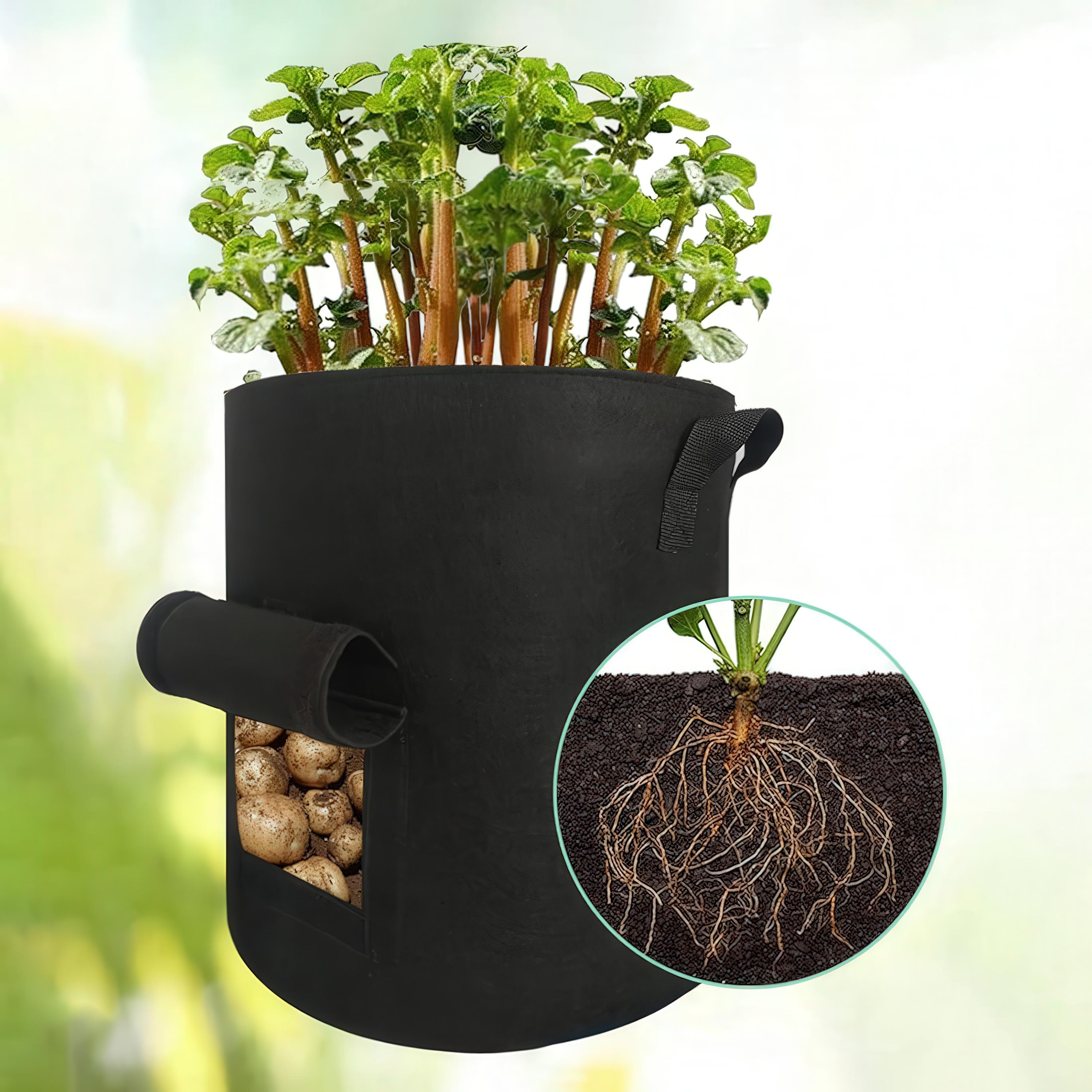 Мішок тканинний для вирощування картоплі та овочів з віконцем 35х40 см 38 л Чорний - фото 7