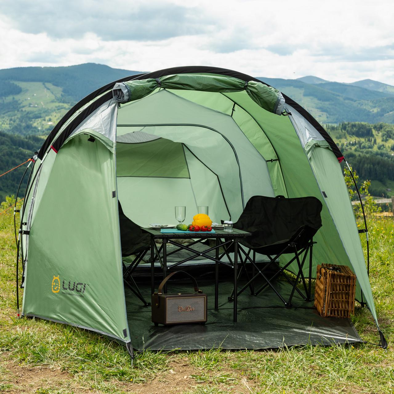 Палатка туристическая с тентом 4 х местная водонепроницаемая (4671)