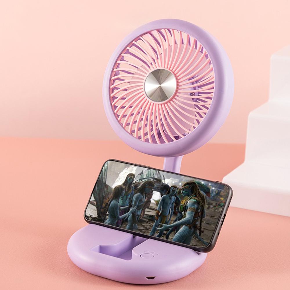 Вентилятор портативний настільний на акумуляторі 400 мАг USB 2 режими тримач для телефону Бузковий (27432467) - фото 2 Вентилятор портативний настільний на акумуляторі 400 мАг USB 2 режими тримач для телефону Бузковий (27432467) - фото 2