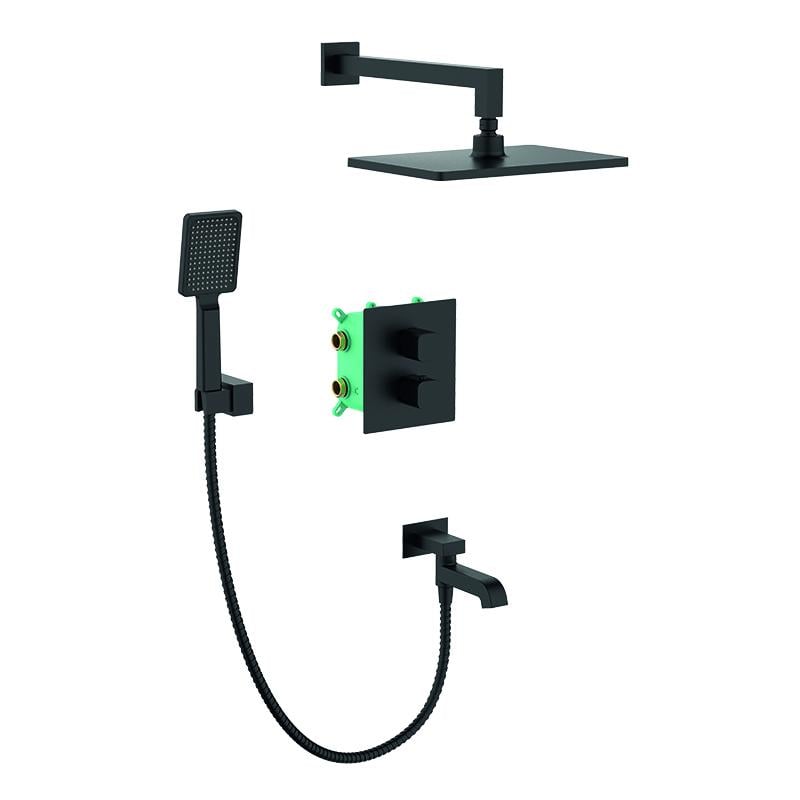 Душевая система встраиваемая KOER KB-67011-05 с термостатом Черный (KR4727)