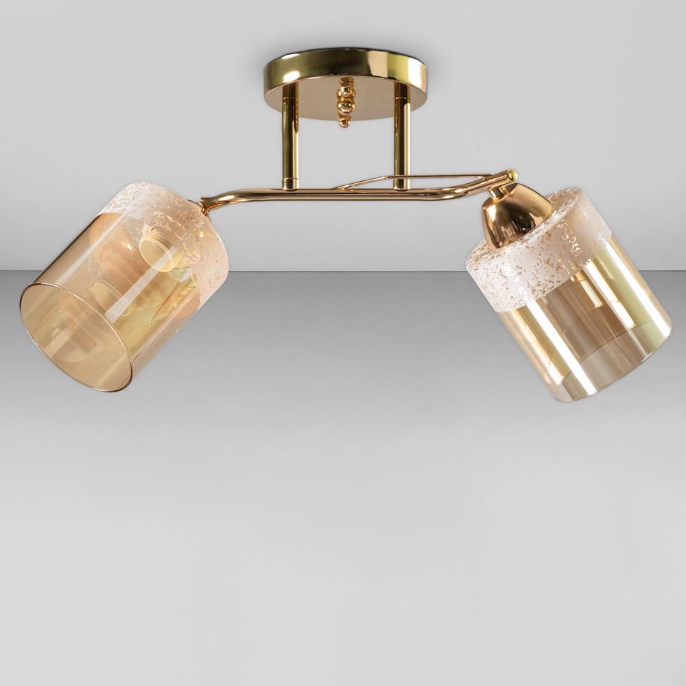 Люстра потолочная Light House SC-18694/2 FG 460х170х240 мм Золотой/Янтарный с белым Люстра потолочная Light House SC-18694/2 FG 460х170х240 мм Золотой/Янтарный с белым