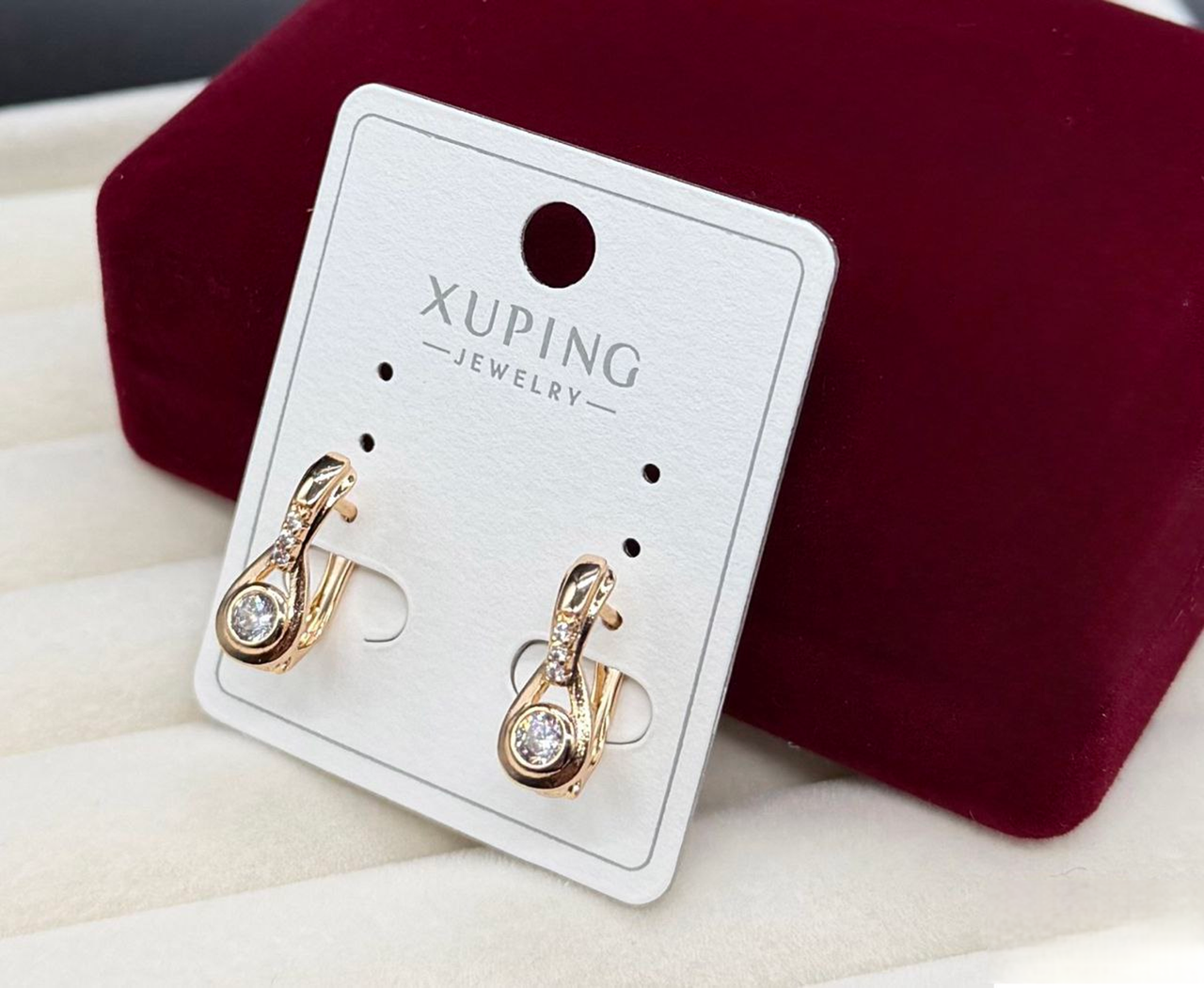 Серьги Xuping гипоаллергенное медицинское золото с круглым прозрачным кристаллом украшение для ежедневного образа (2906397123)