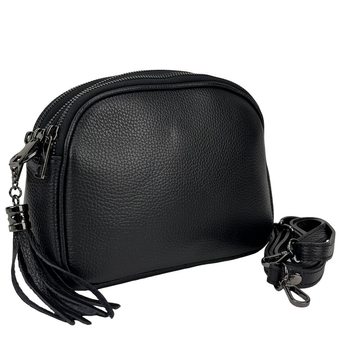 Женская сумка Royal Bag F-IT-9828A на три отделения кожаная Черный (5947)