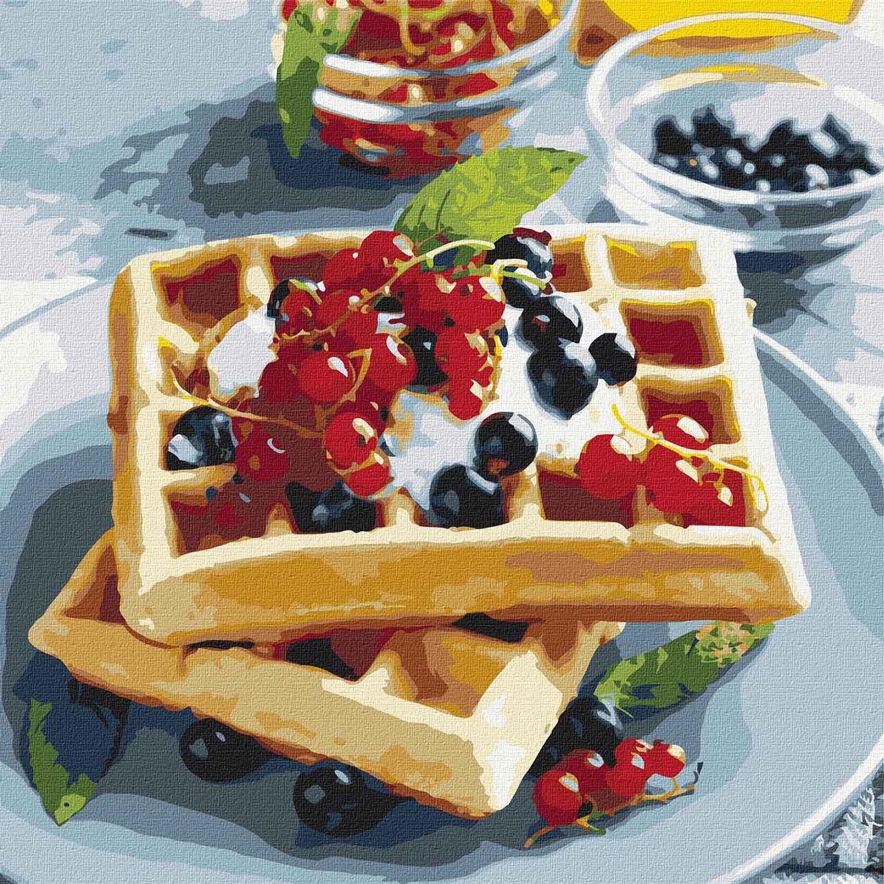 Картина по номерам Идейка Бельгийские вафли с ягодами 30х30 см (KHO5612)