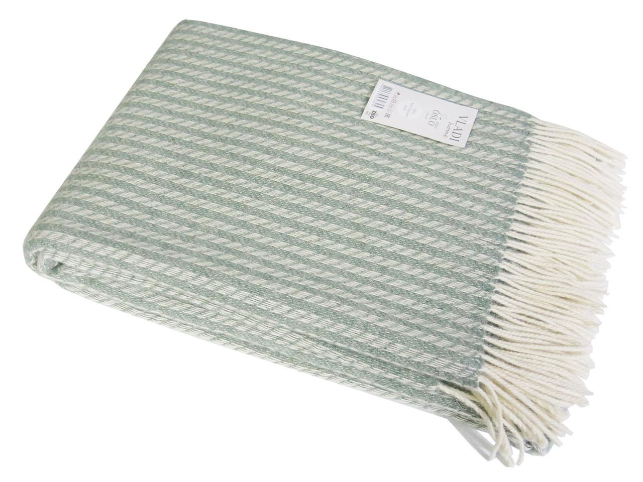 Плед шерстяной Vladi Oslo №76S Brenda полуторный 140х200 см Белый/Зеленый(25898029)