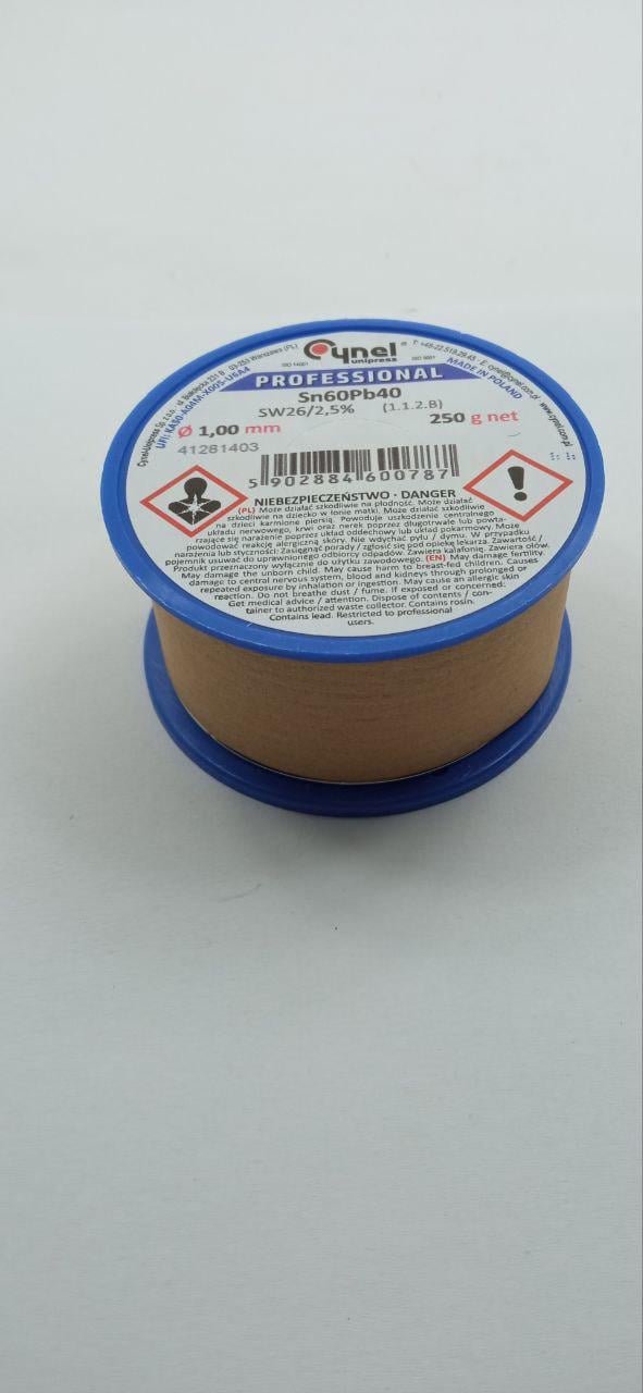 Припій Cynel S-Sn60 Pb40 SW26/2,5% 1 мм 250 г (13292)