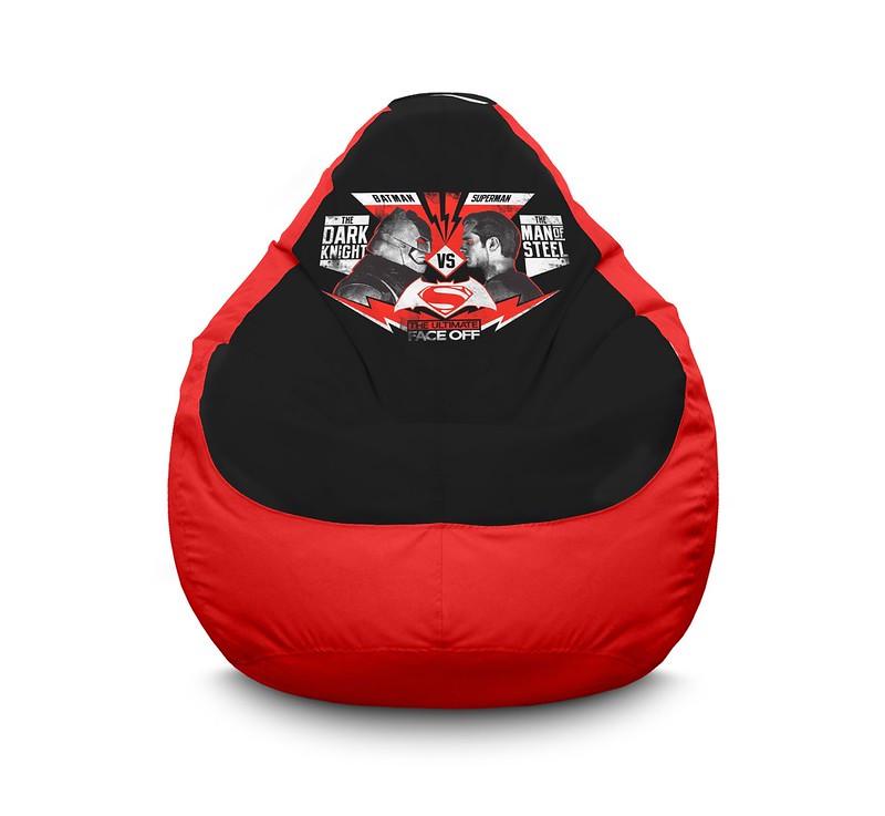 Кресло мешок iPuff Batman vs Superman Оксфорд XXL 90х125 см Красный