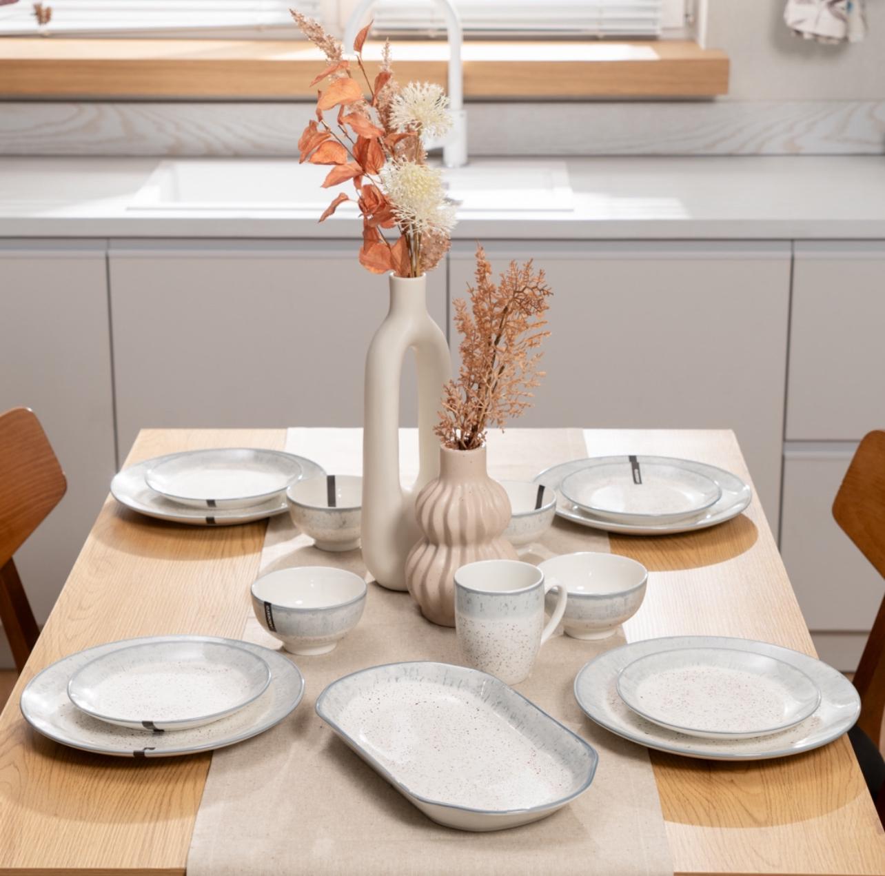 Столовый сервиз Ardesto Siena 5 предметов 1 персона фарфор Бело-серый - фото 4