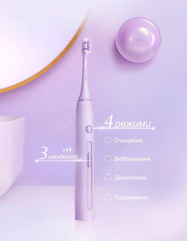 Электрическая зубная щетка с функцией стерилизации Soocas Electric Toothbrush X3 Pro Purple (23034254) - фото 3