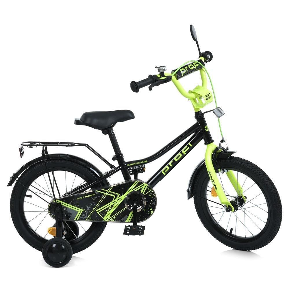 Дитячий велосипед PROF1 Prime 16" з багажником Чорно-салатовий - фото 2 Дитячий велосипед PROF1 Prime 16" з багажником Чорно-салатовий - фото 2