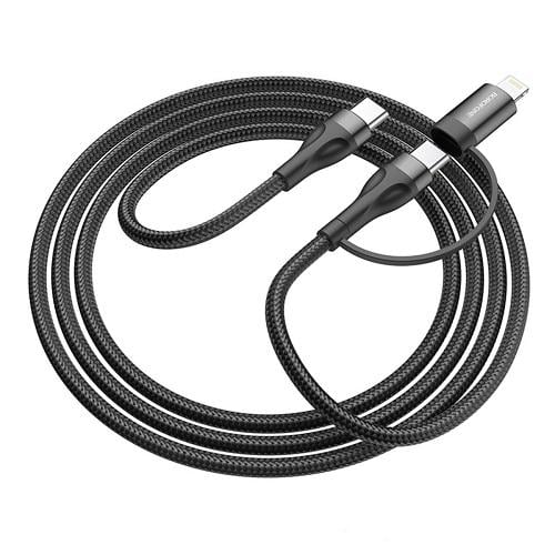 Кабель BOROFONE BX61 Source PD charging data cable Type-C Lightning/Type-C 2в1 3A 1 м Black (554712) Кабель BOROFONE BX61 Source PD charging data cable Type-C Lightning/Type-C 2в1 3A 1 м Black (554712)