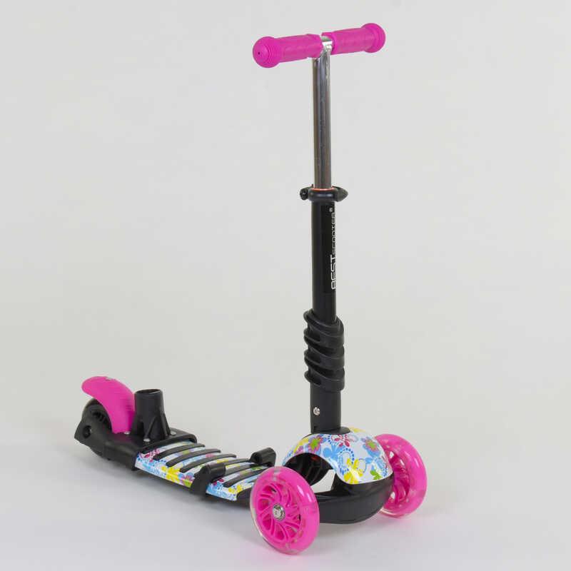 Самокат Best Scooter 5в1 Абстракция PU колеса Pink/Black (74069) - фото 7