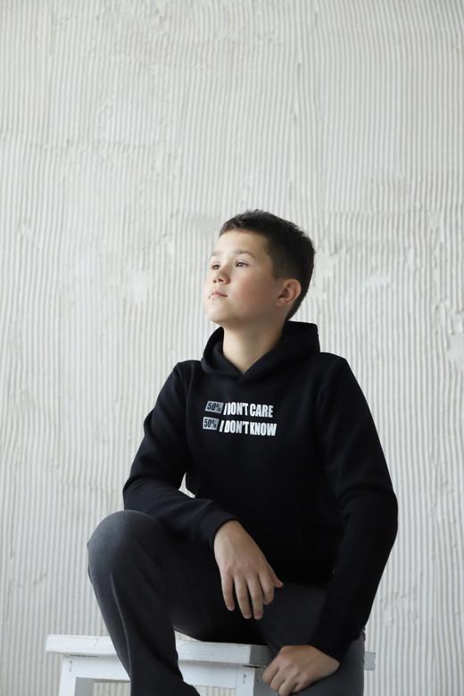 Худі теплий для хлопчика GBI TEENS 146 см Чорний (13771)
