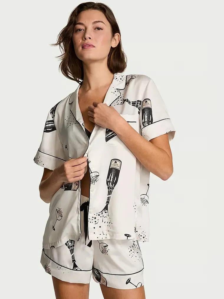 Пижама сатиновая Victoria's Secret Glazed Satin Short Pajama Set M Белый (27205337) Пижама сатиновая Victoria's Secret Glazed Satin Short Pajama Set M Белый (27205337)