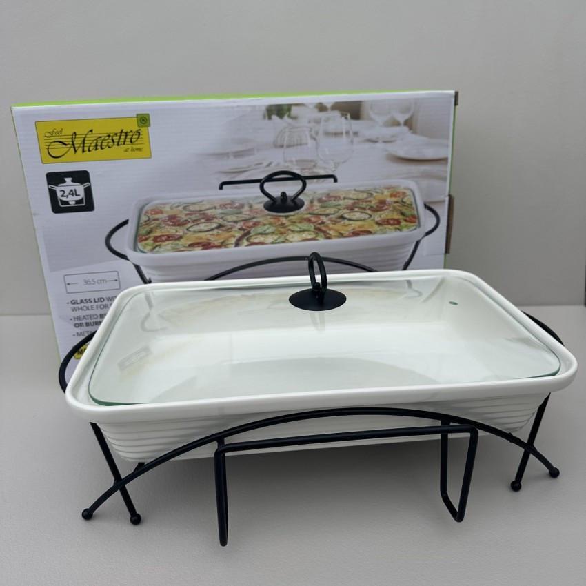 Марміт керамічний Maestro MR-11562-73 прямокутний 2,4 л з чорною підставкою 42 см