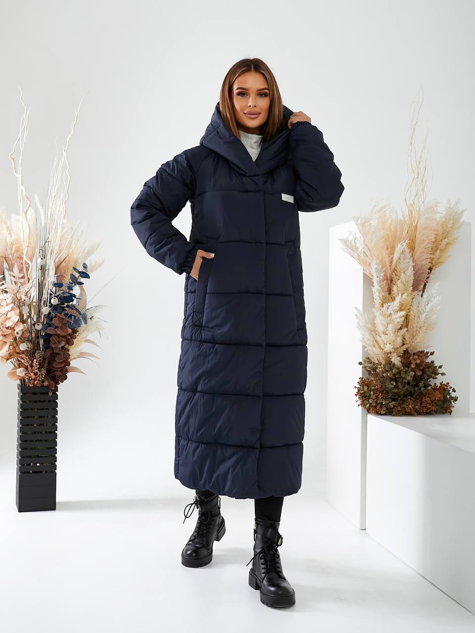 Куртка-пальто зимнее длинное Аiza А520 р. 42-44 Синий (А520_синій 42-44) - фото 8