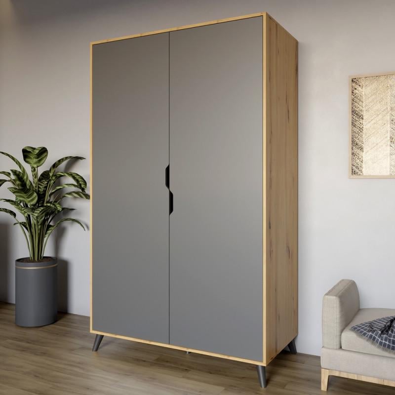 Шкаф для квартиры Эверест 2Д Борн 1200 с черными ножками 120х60х200,4 см Дуб артизан/Антрацитовый (23878224)