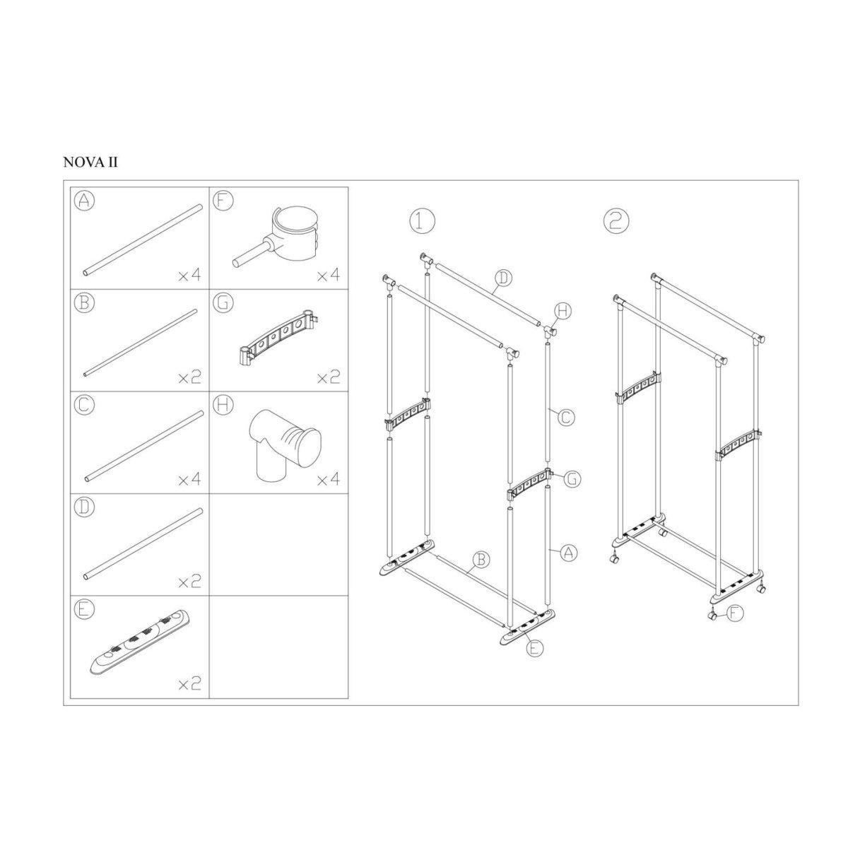 Вешалка-стойка для одежды на колесиках NOVA II Хром/Черный (NNOVAII) - фото 3