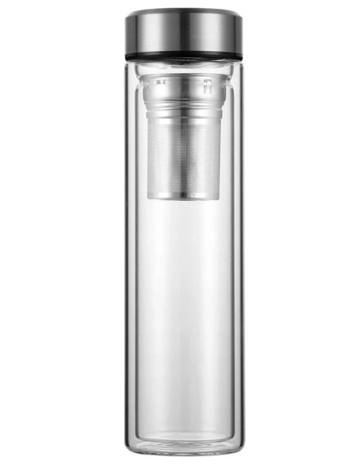 Бутылка стеклянная Kamille с заварником и двойными стенками 450 мл (KM-9021)