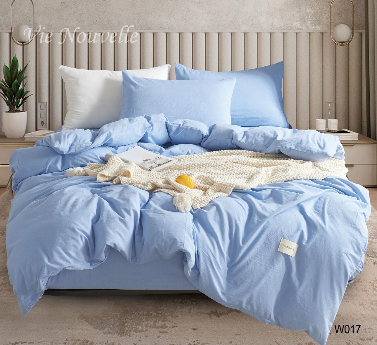 Постельное белье евро Vie Nouvelle Washed cotton вареный хлопок 200х220 см (W17E)