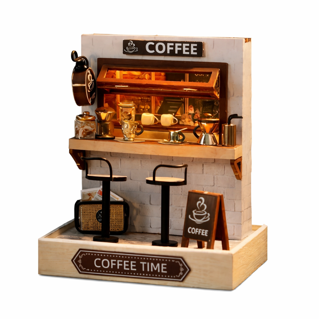 Конструктор 3D Румбокс Coffee Time с LED-подсветкой и пылезащитным колпаком