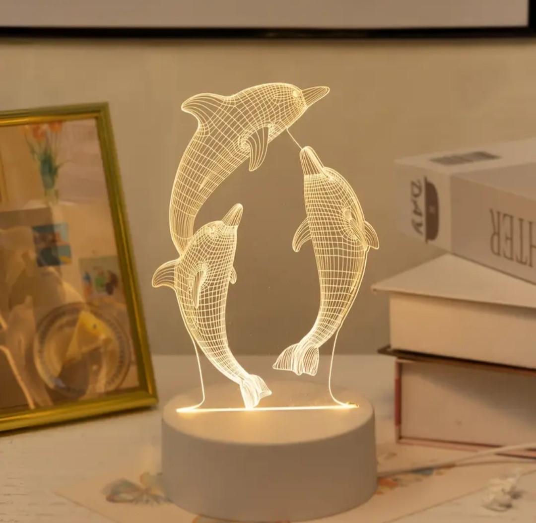 Ночник 3D Дельфины с LED-подсветкой акриловый (2688826078) - фото 3