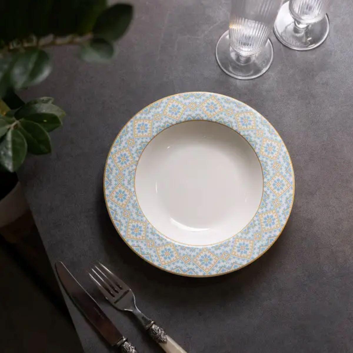 Тарілка керамічна супова з орнаментом HP-7-739 21,5 см (A-033223) - фото 3 Тарілка керамічна супова з орнаментом HP-7-739 21,5 см (A-033223) - фото 3