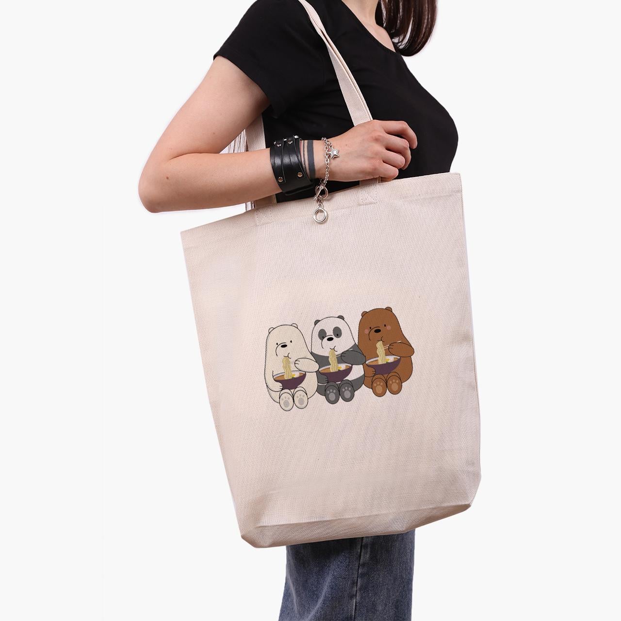 Эко сумка шоппер We Bare Bears 41x39x8 см Бежевый (9227-2897-WTD)