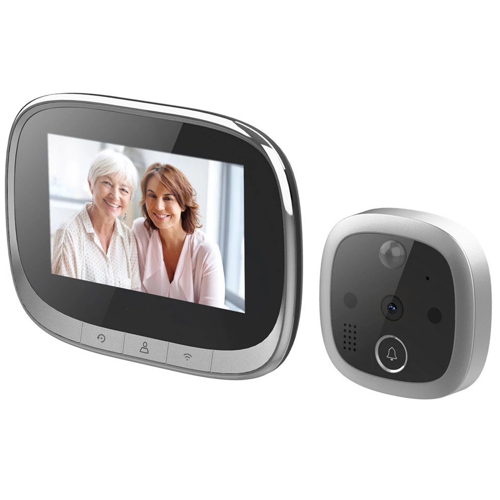 Видеоглазок дверной Tuya SW-02 Wi-Fi с записью по датчику движения 4,3" 3000 мАч Серебряный