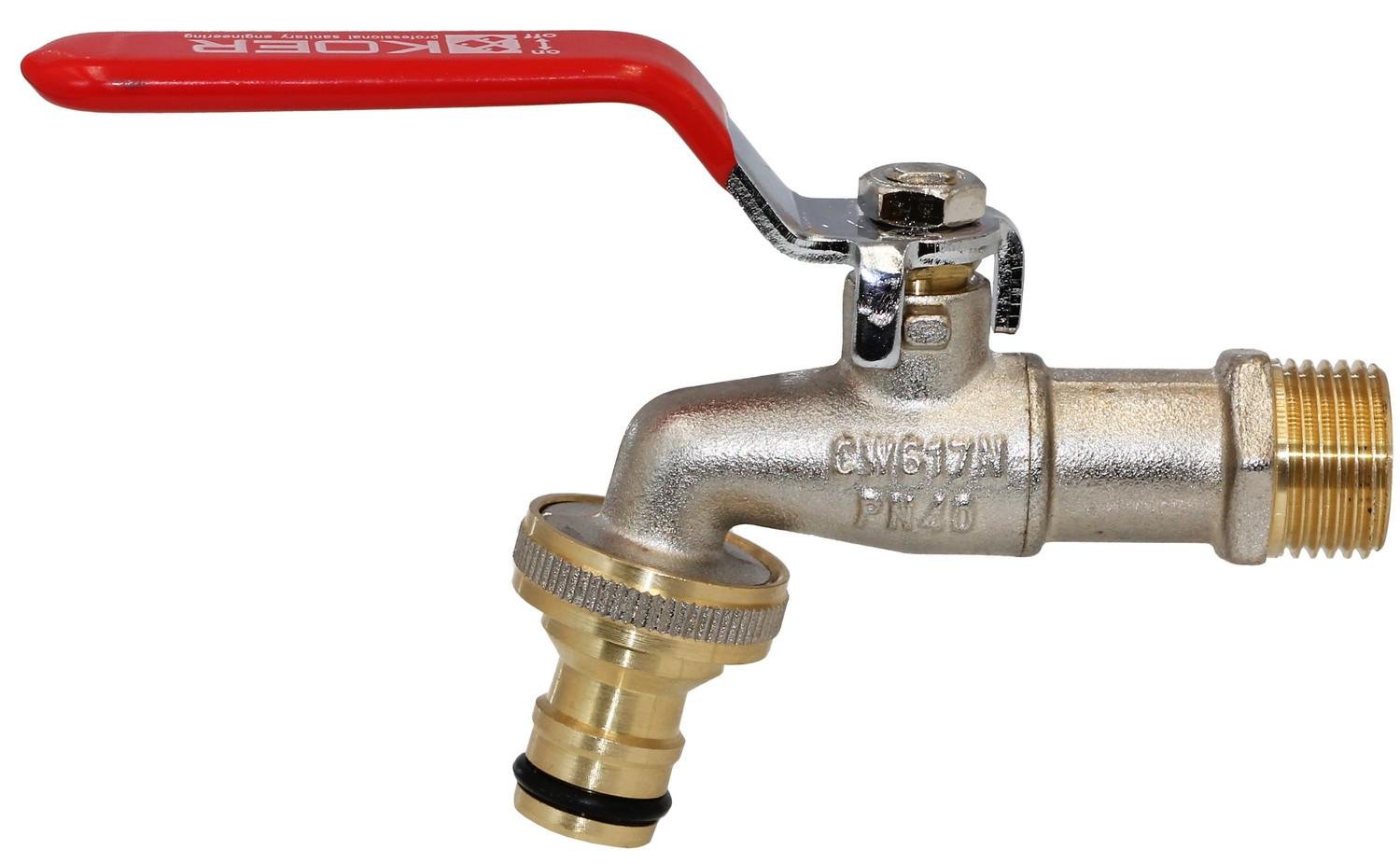 Кран шаровой поливочный KOER KR.257 1/2" с коннектором для быстрого подключения (KR2750)