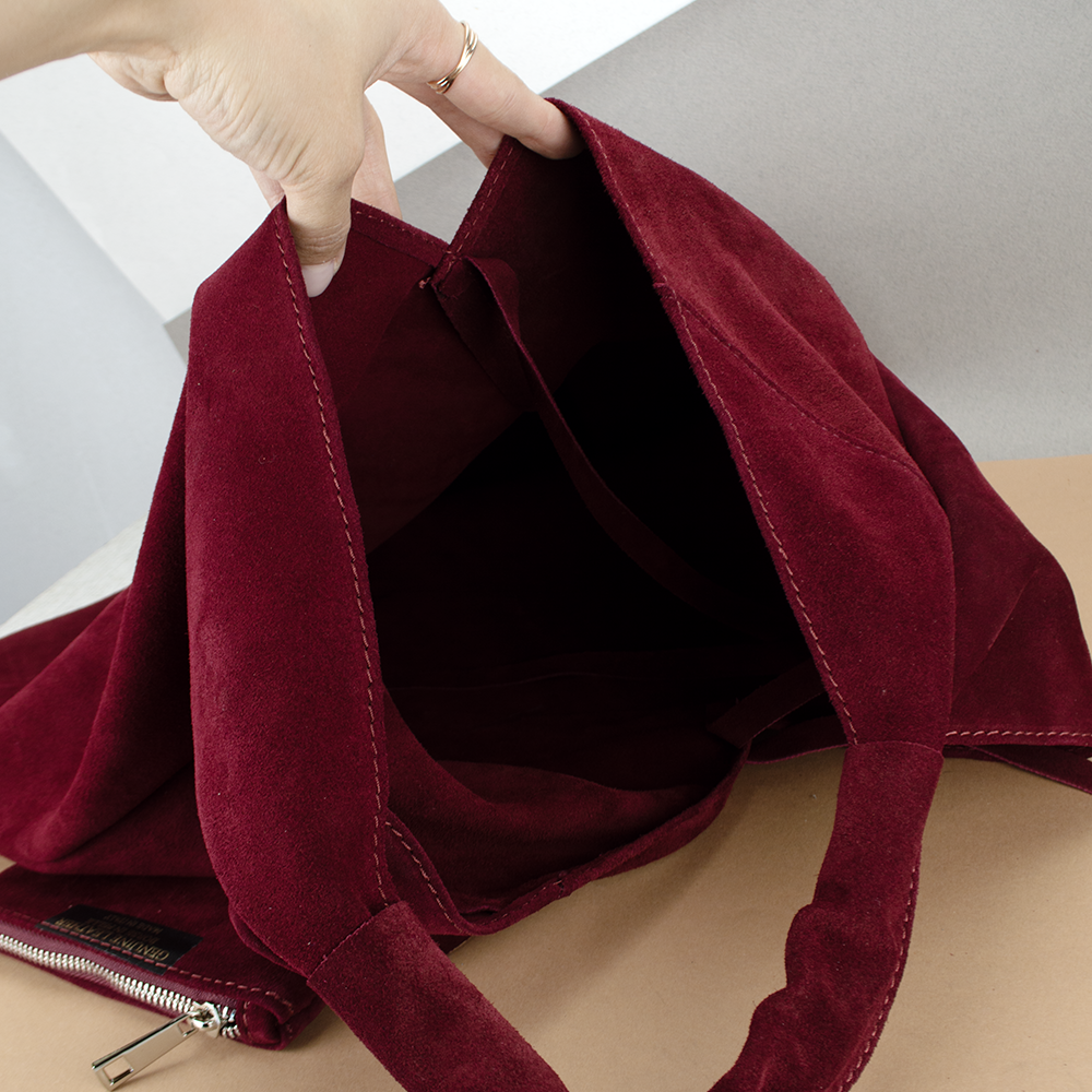 Сумка-шопер жіноча Virginia Conti 03801 замшева з гаманцем Бордовий (2412963514) - фото 3