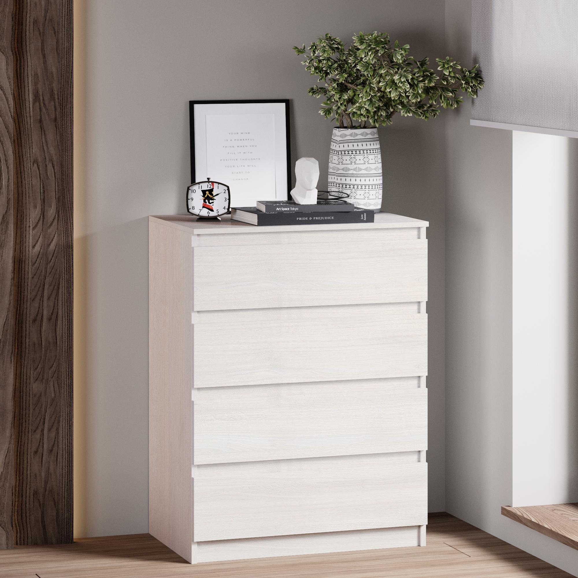 Комод на 4 ящика без ручек Line KF4 700x450x1035 мм Шамони Светлый - фото 1