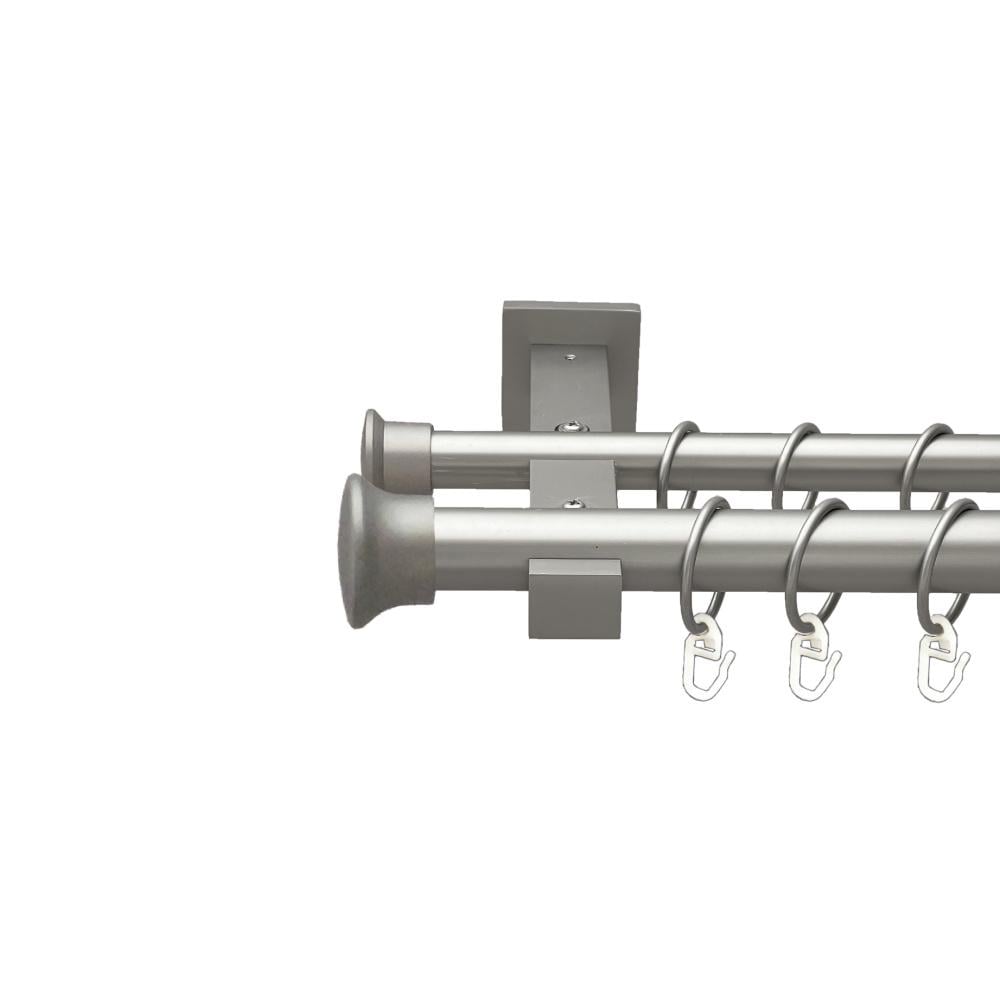 Карниз Orvit Дуо металевий дворядний техно гладка труба кільце металеве 25/19 мм 240 см Сатин (00-00026367) - фото 1