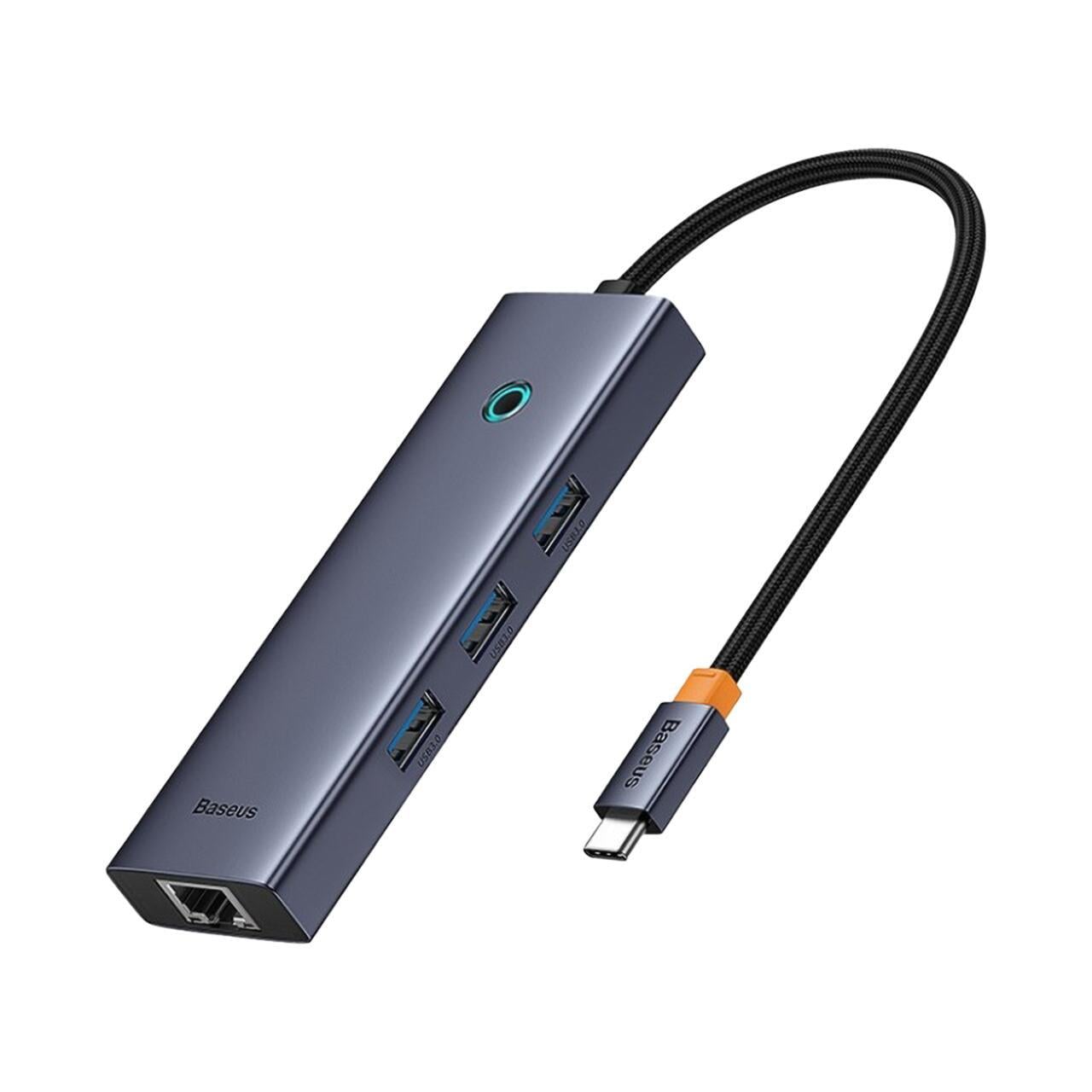 Адаптер переходник BASEUS USB-C Flite 6-Port Type-C to HDMI 4K 60Hz/USB 3.0x3/PD/RJ45 Grey (B00052807813-00)