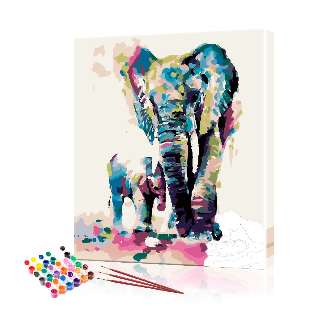 Картина по номерам ArtSale Семья слонов PBN0667 40х50 см