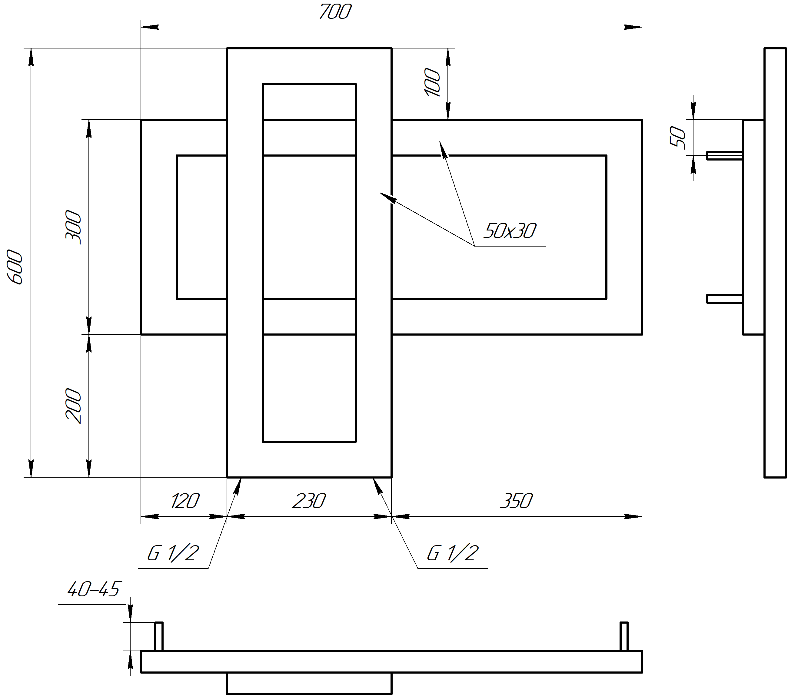 Полотенцесушитель водяной Genesis Aqua Cabri 70x60 см Черный (2323) - фото 2