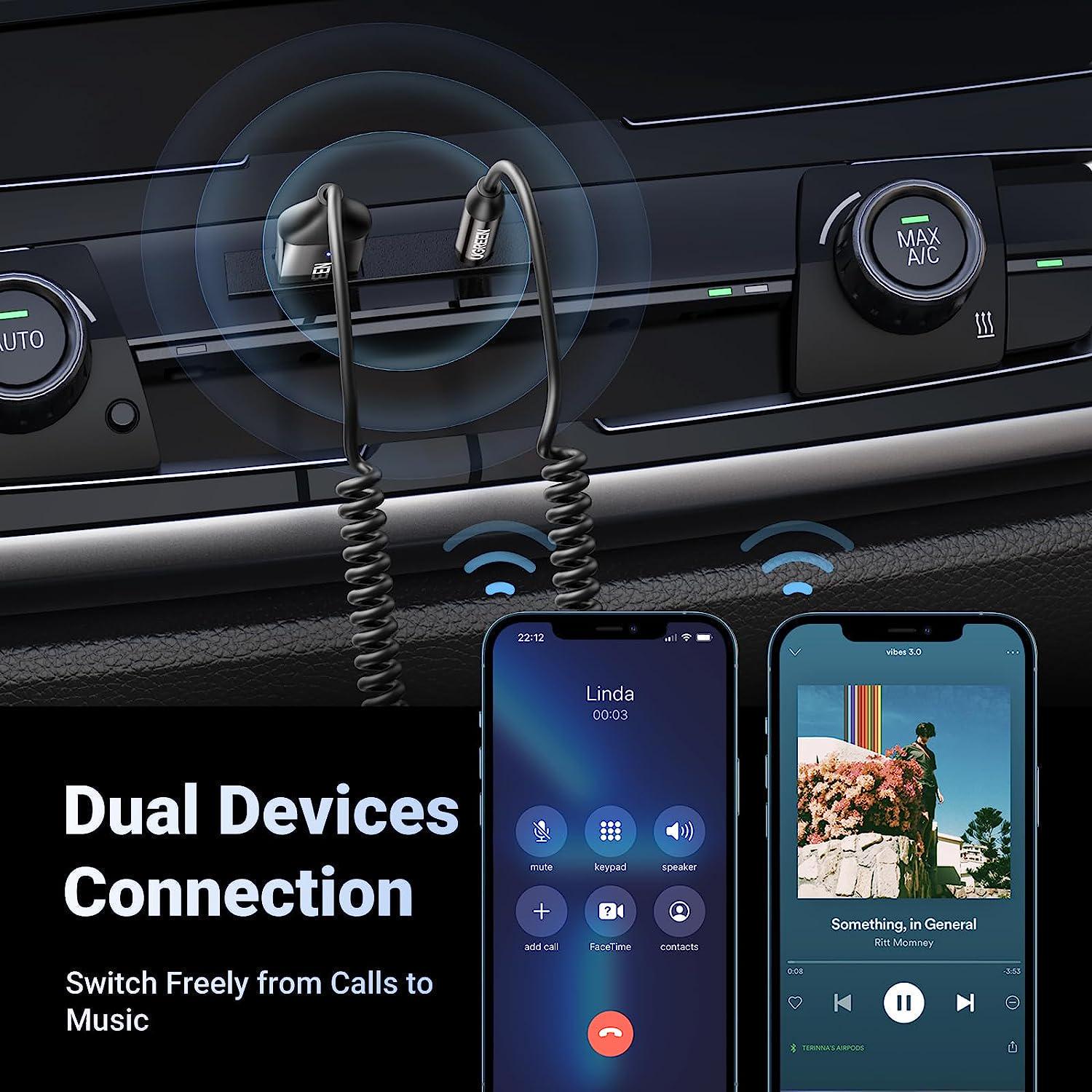 Адаптер UGREEN Bluetooth 5.3 приемник USB-3,5 мм minijack с микрофоном AUX стерео Черный (70601) - фото 3