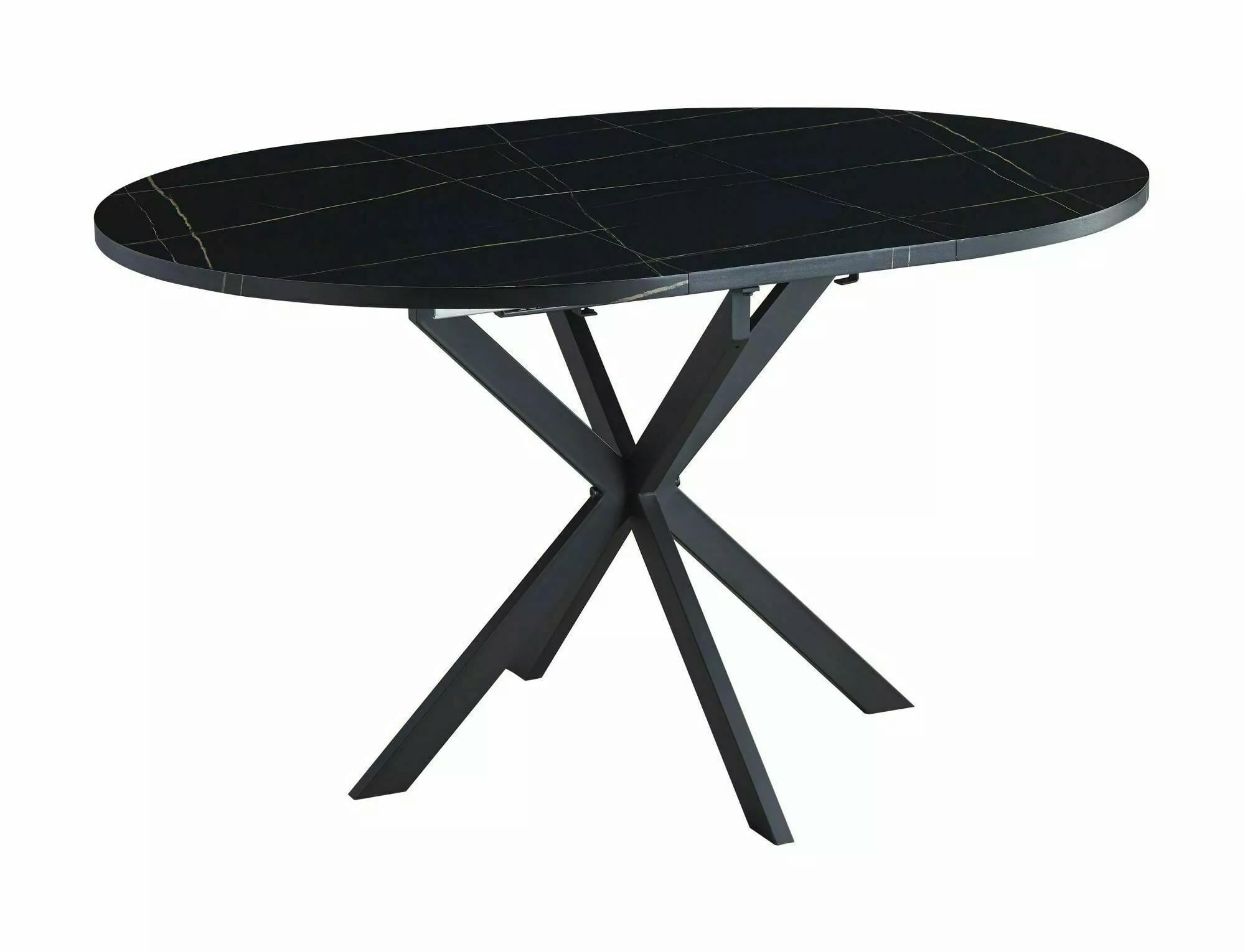 Стол обеденный раскладной Signal GASTON d 135х100 см Черный эффект мрамора/Черный мат (GASTONCMAC100) Стол обеденный раскладной Signal GASTON d 135х100 см Черный эффект мрамора/Черный мат (GASTONCMAC100)