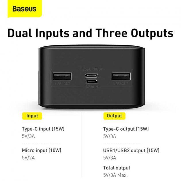 Повербанк Baseus Bipow Digital Display 15W 30000 mAh Black (DR011469) - фото 5