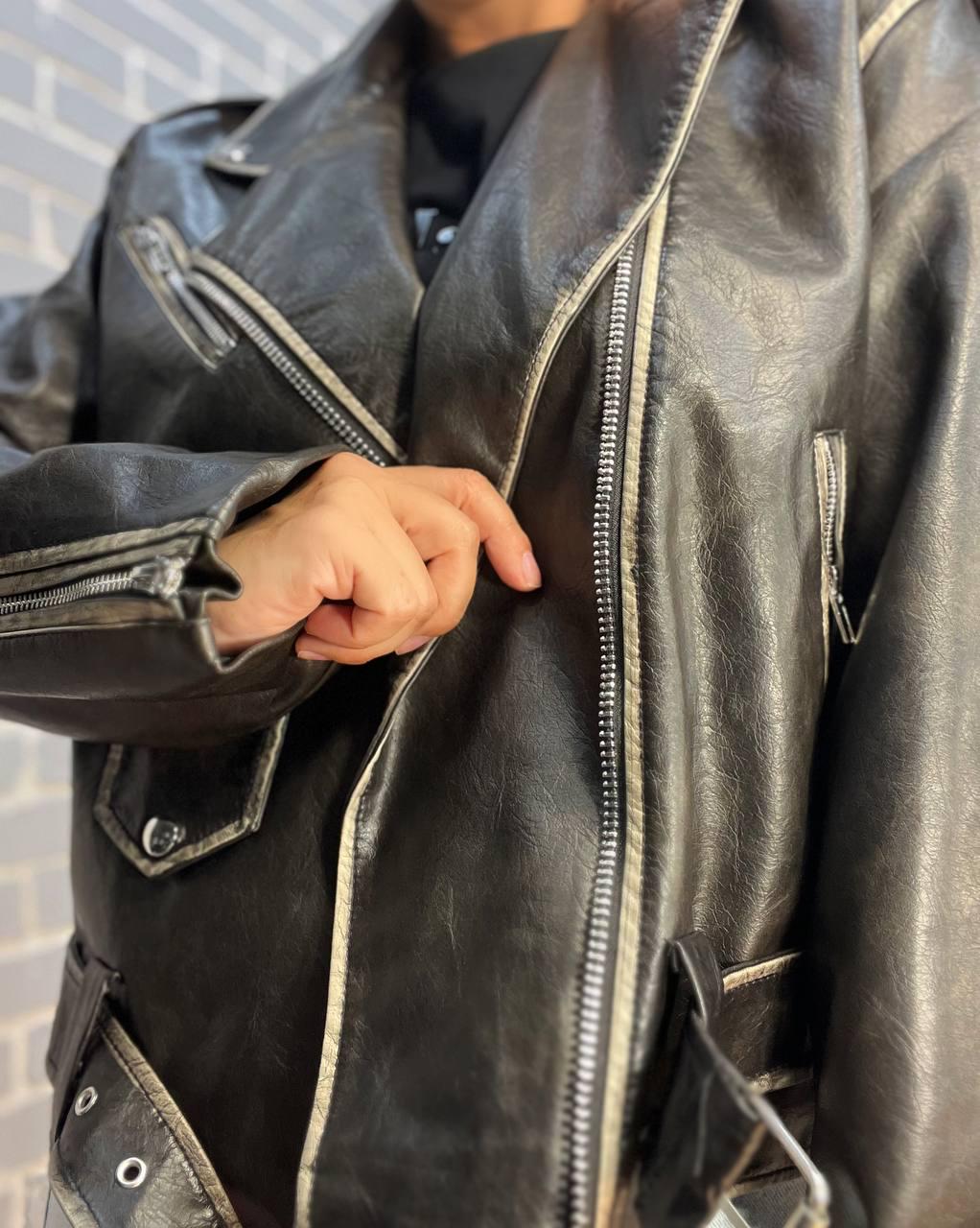 Куртка женская Aftf Basic 2456 косуха молнии пояс вареные швы экокожа L Черный (2492) - фото 3 Куртка женская Aftf Basic 2456 косуха молнии пояс вареные швы экокожа L Черный (2492) - фото 3