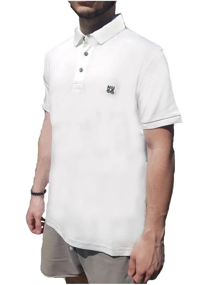 Поло мужское Hugo Boss Cotton-Piqué Regular-Fit Polo Shirt LogO HB-15269 L White - фото 2