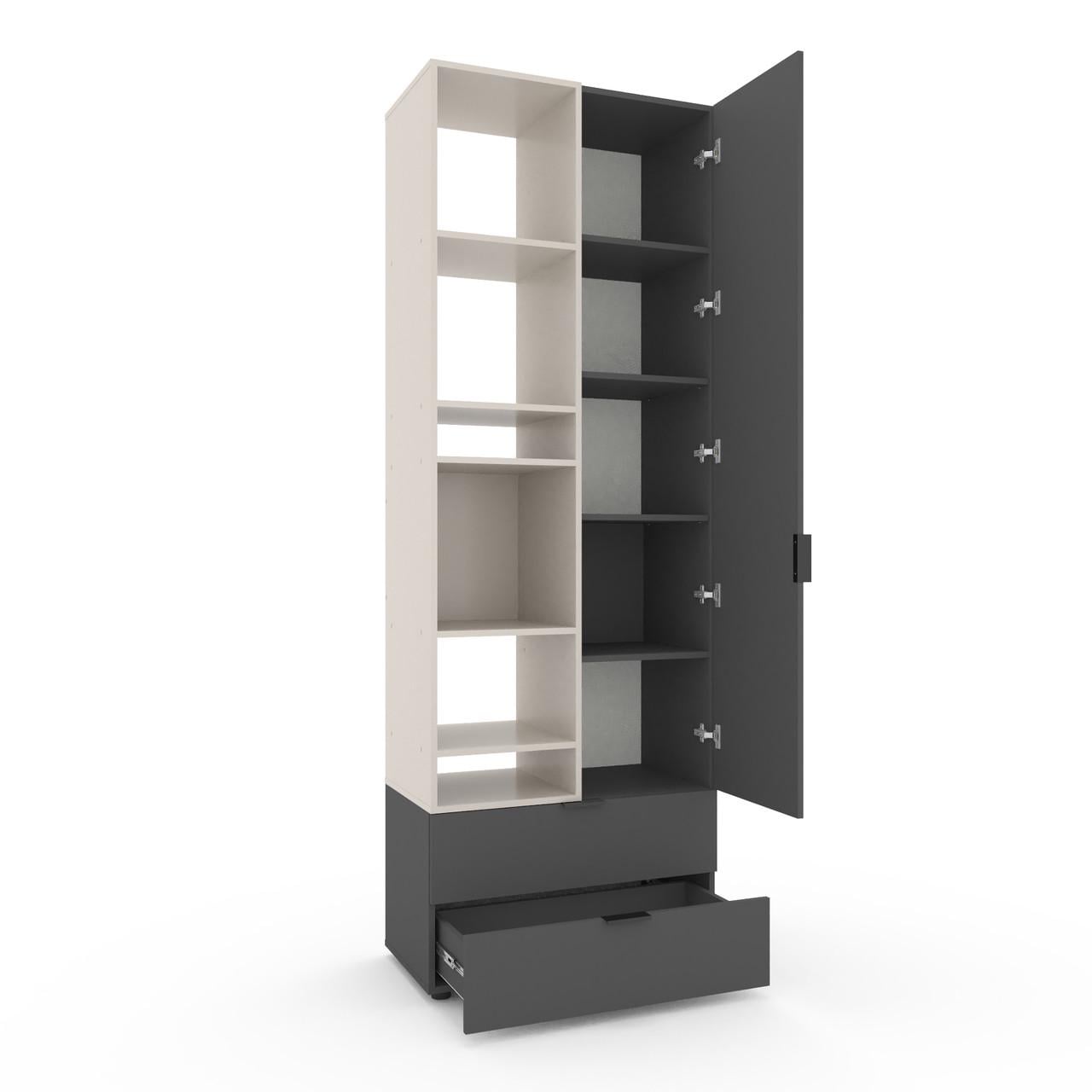 Шкаф Metkas Home A001L ЛДСП 800x420x2300 мм Антрацитовый/Кашемир