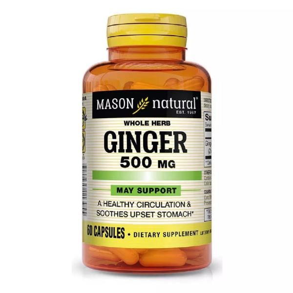 Натуральная добавка с корнем имбиря Mason Natural Ginger 500 мг 60 капс. (000021112)