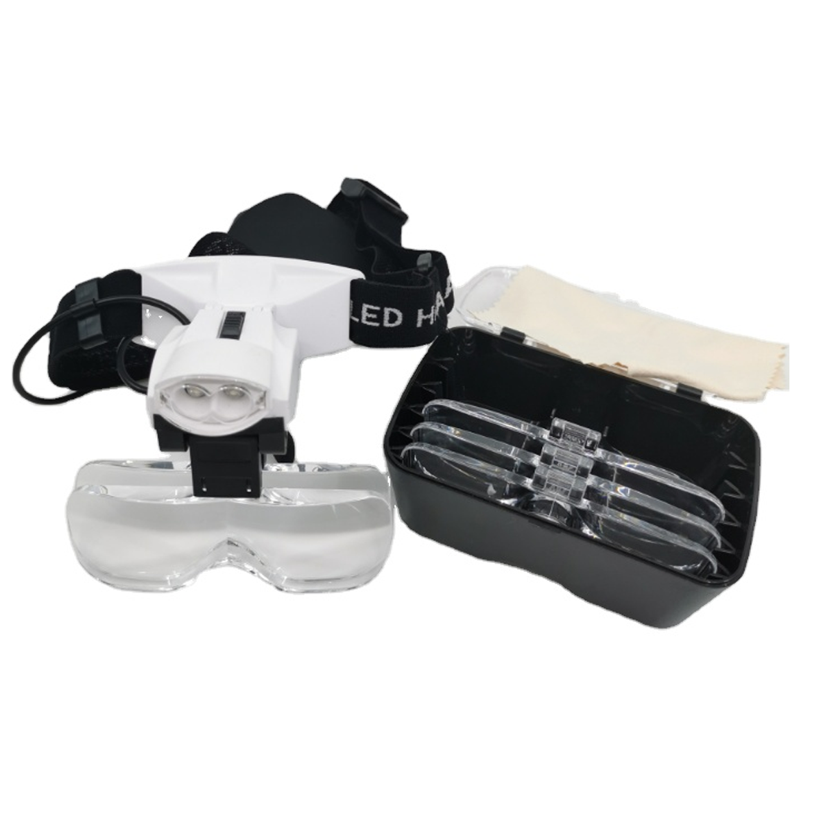 Лупа бинокулярная налобная 9892С1 с 2LED двойной установкой 5линз 1X/1,5Х/2Х/2,5Х/3,5Х White/Black (160418) - фото 3 Лупа бинокулярная налобная 9892С1 с 2LED двойной установкой 5линз 1X/1,5Х/2Х/2,5Х/3,5Х White/Black (160418) - фото 3