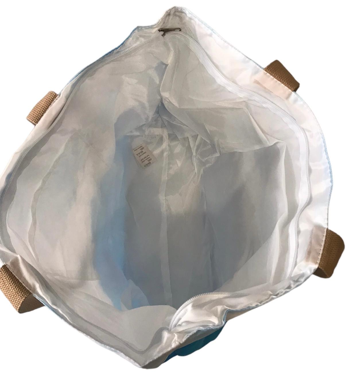 Сумка пляжна жіноча літня з тканини на блискавці Біло-блакитний (HN011) - фото 4 Сумка пляжна жіноча літня з тканини на блискавці Біло-блакитний (HN011) - фото 4