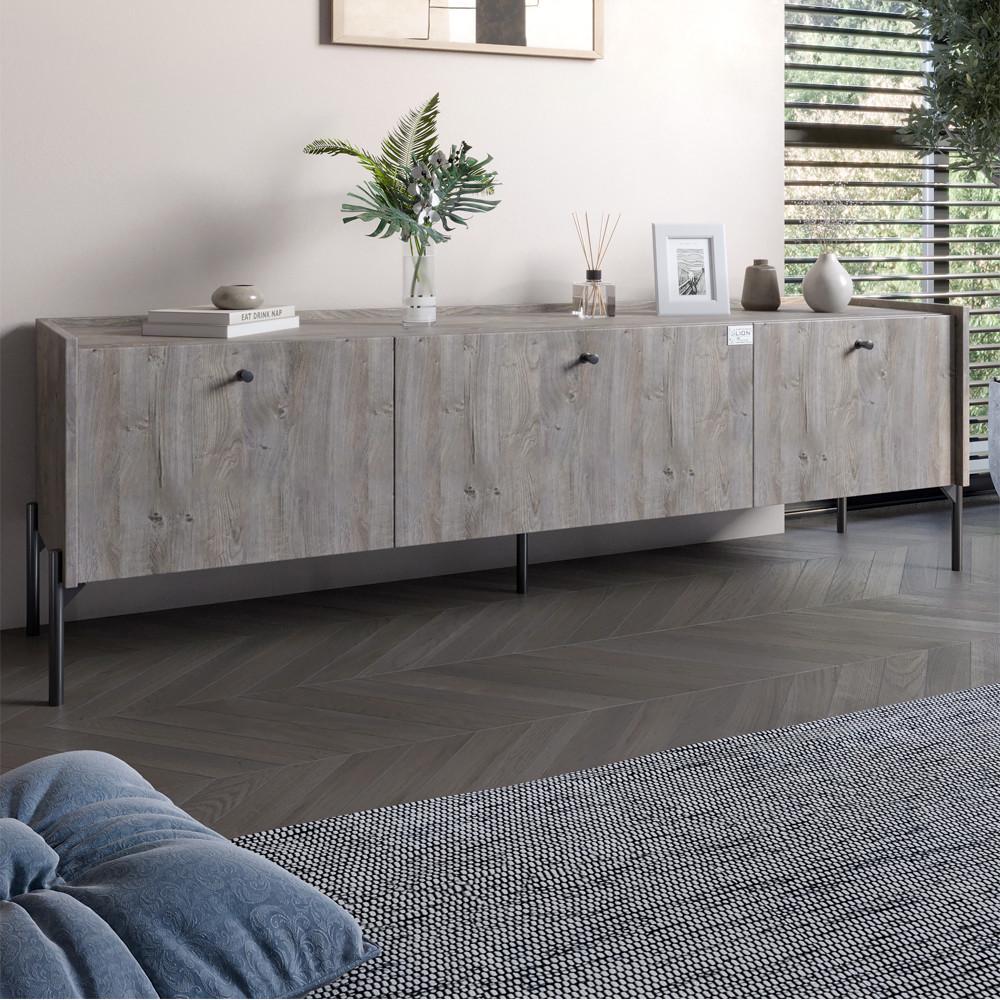 Тумба под телевизор на 3 ящика Lion Wood с черными ножками 160х65х40 см Шварцвальд (Lion-043105)