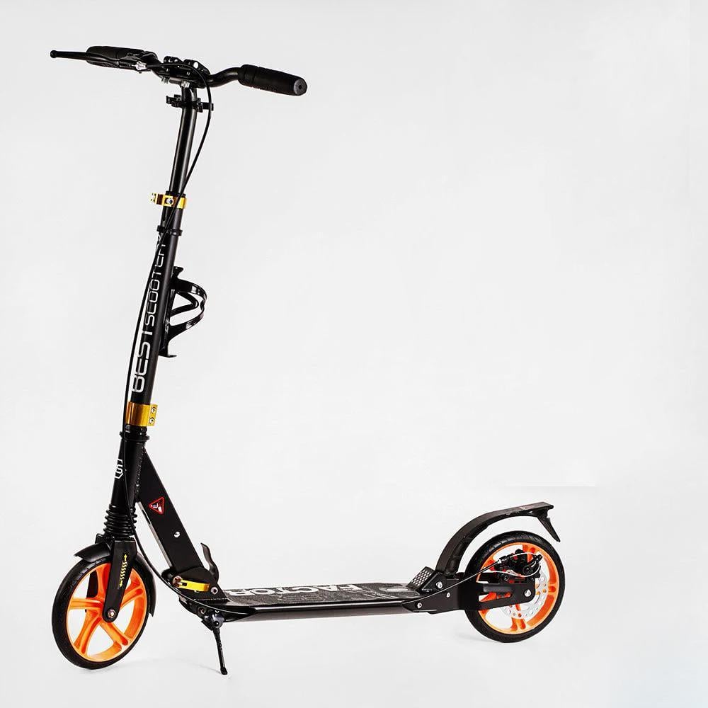 Самокат двухколесный складной Factor алюминиевый дисковый Black (118489)