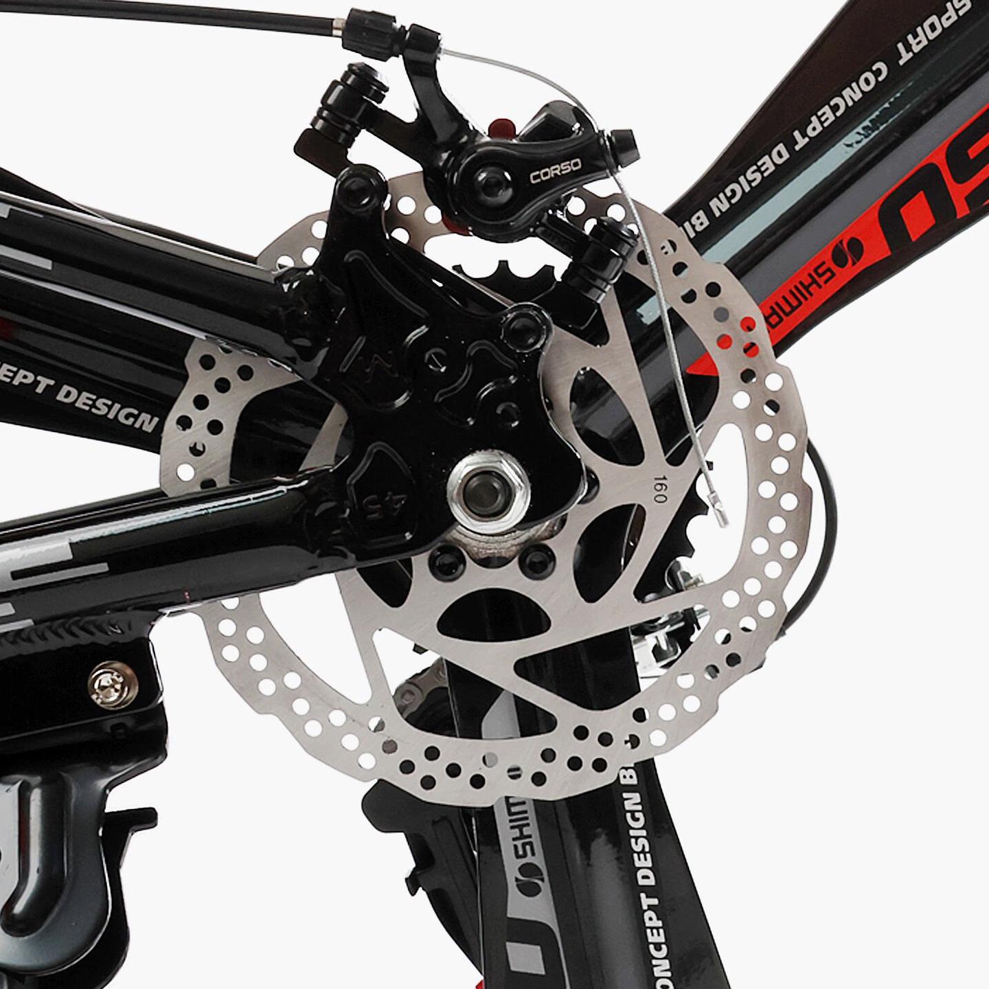 Велосипед горный подростковый алюминиевый Corso Evolution 24" литые диски рама 11" Черно-красный - фото 5