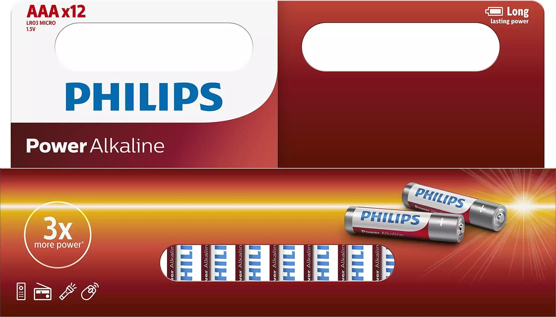 Батарейки Philips Power Alkaline AAA 12 шт. (LR03P12W/10)
